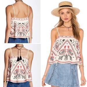 #25bk- Free People Embroidered Flirt Alert Tube Top NWOT Sz:Sm Ret$98 "Festival"
